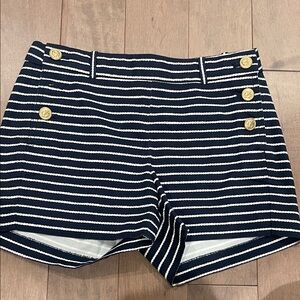 J. Crew Navy and White Striped High Waist Shorts